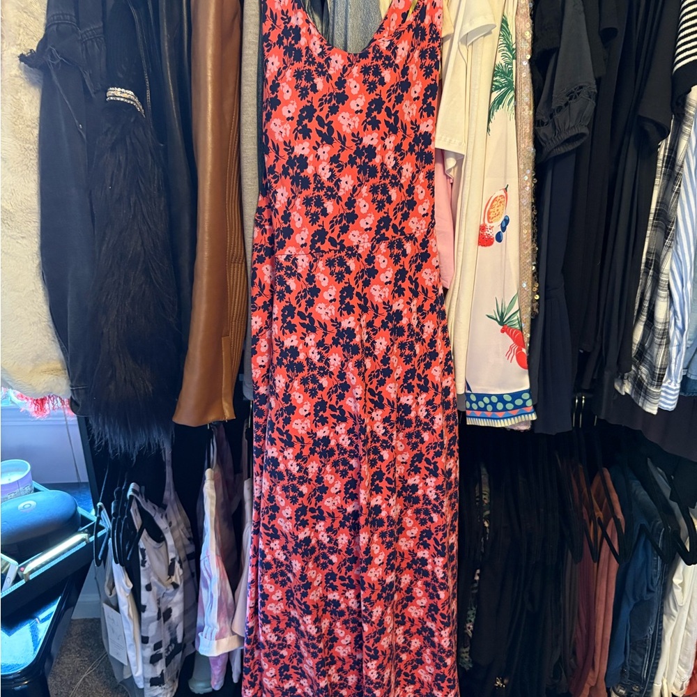 Pact Black and Pink Sleeveless V-Neck Maxi Sundress